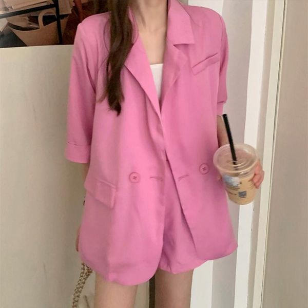 

autumn plus size notched half sleeve women's blazer two button pockets female blazers 2021 casual korean ladies coats suits &, White;black