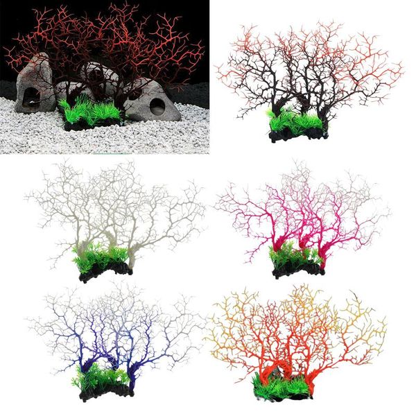 

aquarium fish tank decorations coral tree, vivid color, artificial resin plants