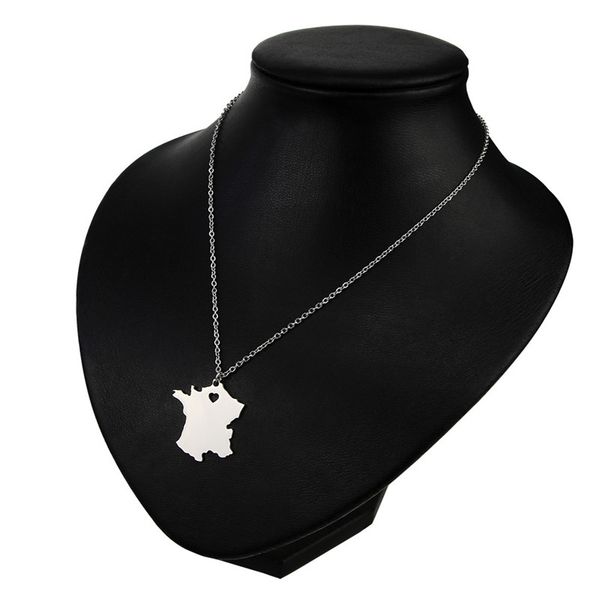 

europe and the united states - selling jewelry french stainless steel map pendant necklace, Silver