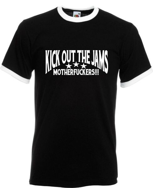 

kick out the jams ringer t-shirt (fol brand mc5 detroit 60s punk rock music), White;black
