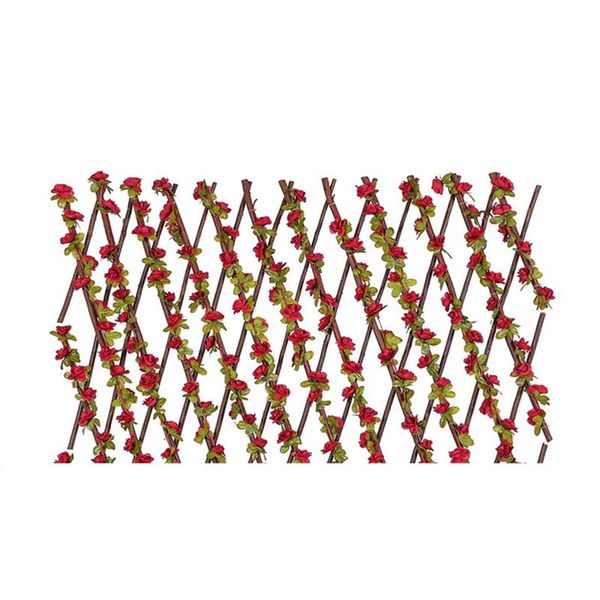 

fencing, trellis & gates patio flower stretchable fence leaves home decor with artificial rose privacy screen outdoor garden wooden hedge ba