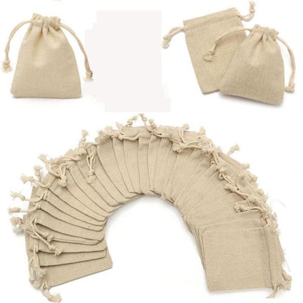

gift wrap 50x/ set mini linen jute drawstring bags pouch wedding party favours sack