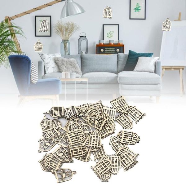 

sashes 50pcs diy wood ornament bird cage hanging pendant crafts for home decor