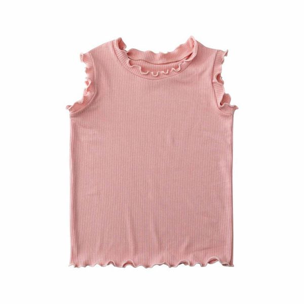 

girls tank children summer kids clothes vest t-shirt round collar childrens bottom knitted cotton b6913, Blue