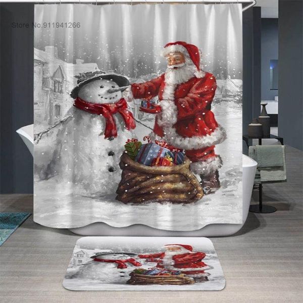 

shower curtains kawaii christmas curtain polyester fabric bath with hook waterproof bathroom decor snowman