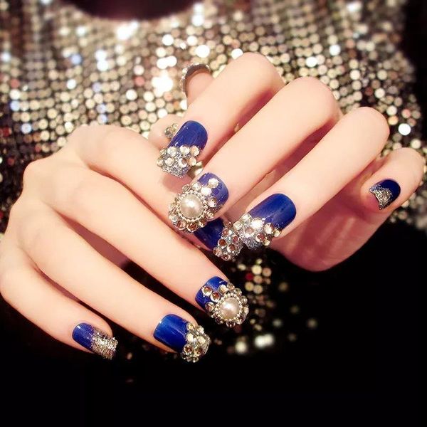 

false nails 24pcs fake nail patch glue type removable short paragraph fashion manicure cin6 899, Red;gold