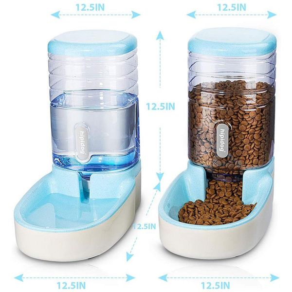 

automatic pet feeder and drinking fountain set 3.8 liters, dog travel cat animals (blue + blue) bowls & feeders