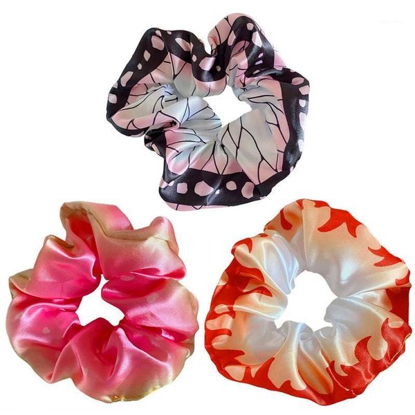 

japan anime hair scrunchie elastic bands demon slayer women girls headwear ponytail holder accessories1