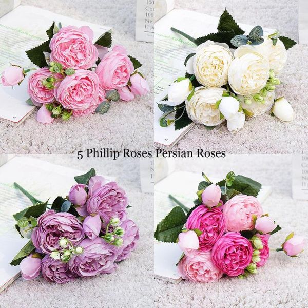 

decorative flowers & wreaths beautiful rose peony artificial silk small bouquet flores home party spring wedding decoration fake flower 2021