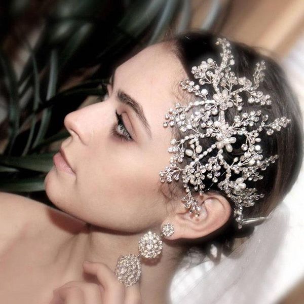 

hair clips & barrettes forseven bride wedding accessories crystal pearl belt ornaments jewelry women headdress headband jl, Golden;silver