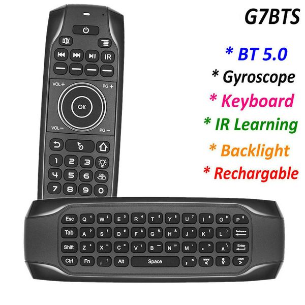 G7BTS Bluetooth-compatível BT5.0 Giroscópio Air Mouse Mini Backlight para Android Smart TV Caixa de controle remoto PC