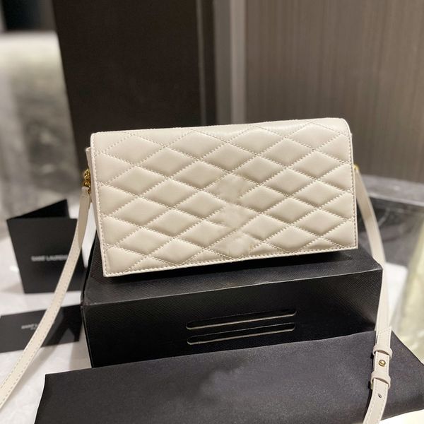 

genuine leather diamond lattice flap bag briefcase clutch women messenger bags white black gold color chain soft clutches thread lattices pu