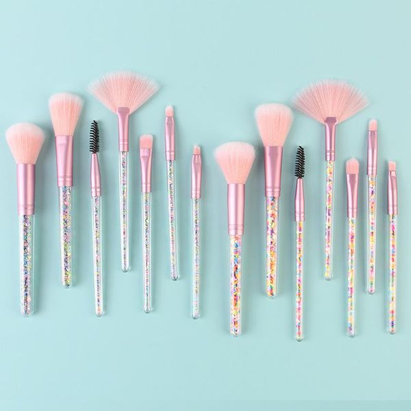 

makeup brushes 7 pcs transparent flowing crystal candy brush diamond particle handle set make up tools kit full professional 2021