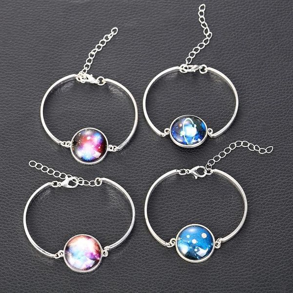 

charm bracelets creative crystal glass bracelet personality fashion starry sky luminous girl ins alloy, Golden;silver