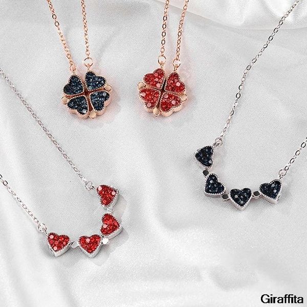 

simple crystal 4 four-leaf clover pendant necklace love stitching ladies fashion jewelry charm gift necklaces, Silver