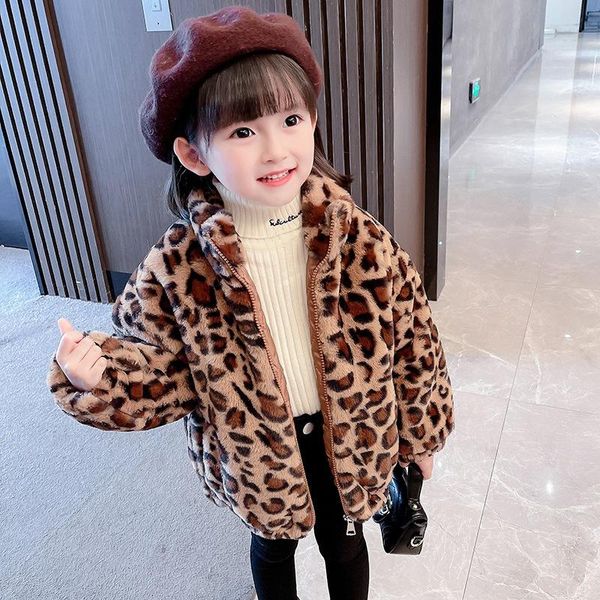 

jackets autumn winter children clothes korean fashion small medium-sized kids foreign-style leopard print padded girls', Blue;gray
