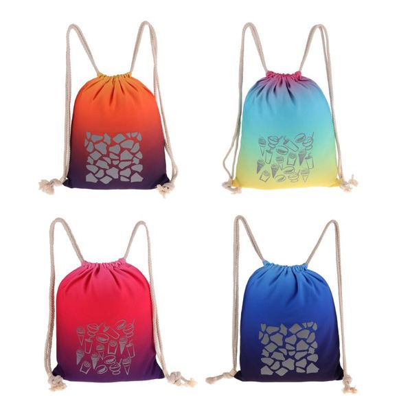 

reflective drawstring backpack bag for gym sport swimming cycling travel - various colors outdoor bags