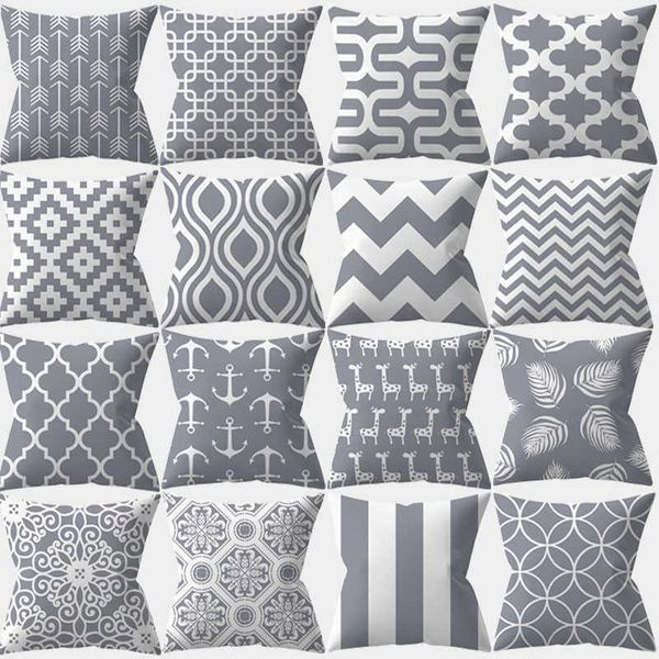 

cushion/decorative pillow geometric cushion cover 45x45 polyester gray pillowcase sofa cushions decorative throw pillows home decor cases