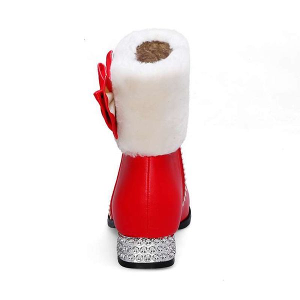 

boots asileto large size 28-43 sweet winer snow boots women bowtie crystal heels warl plush ankle booties zipper bottines mujer botas1 6hgg, Black