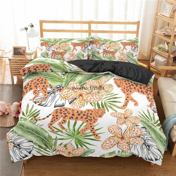 

bedding sets cartoon jungle leopard set down quilt cover pillowcase 3d animal soft double single  king size