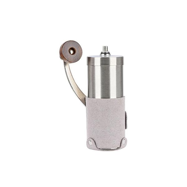 

manual coffee grinders portable stainless steel grinder with grey leather wrapped
