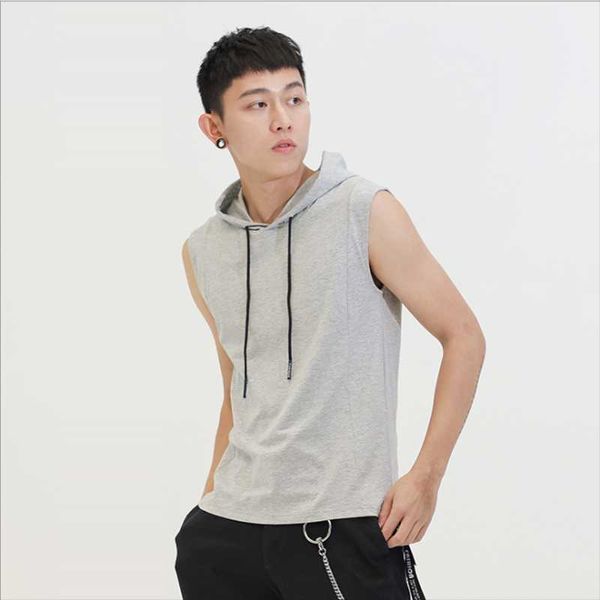 

men's hoodies & sweatshirts sleeveless sport gym daily male tank-cotton, Black