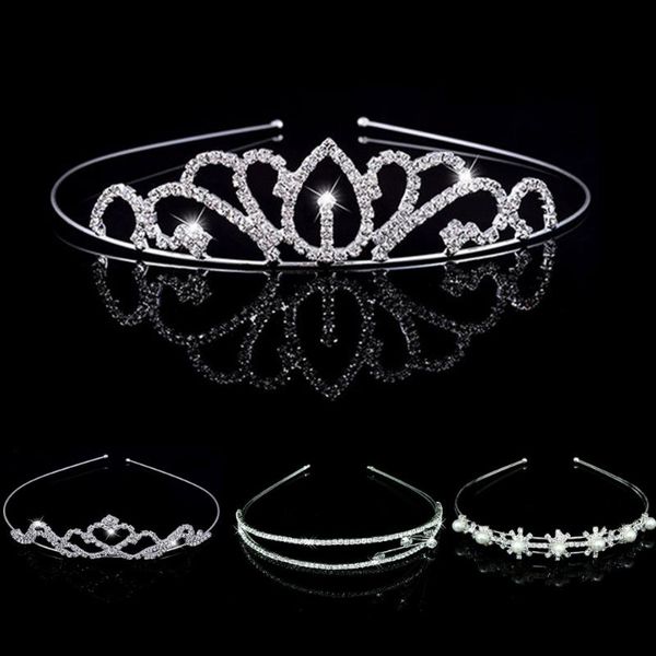 

hair clips & barrettes baby hairband birthday tiara rhinestone child tiaras and crowns hoops princess crown for girls head jewelry accessori, Golden;silver