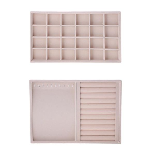 

jewelry pouches, bags fleece drawer storage box tray multi-function ring earrings bracelet watch display props 2 pieces, Pink;blue