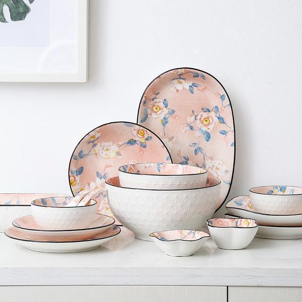 

bowls multi color graffiti ceramic tableware rice bowl fish plate soup salad dish spoon pizza tray csty2