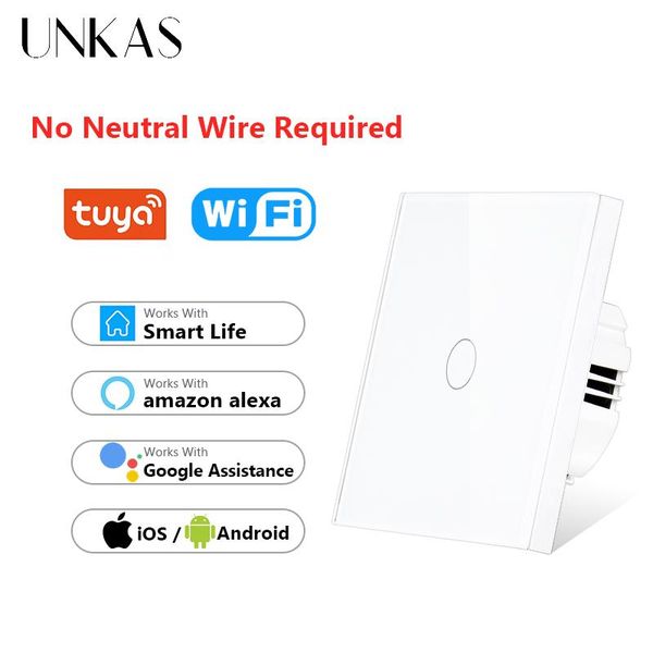 

smart home control wifi wall touch switch eu no neutral wire required light 1 2 3 gang 220v tuya support alexa google