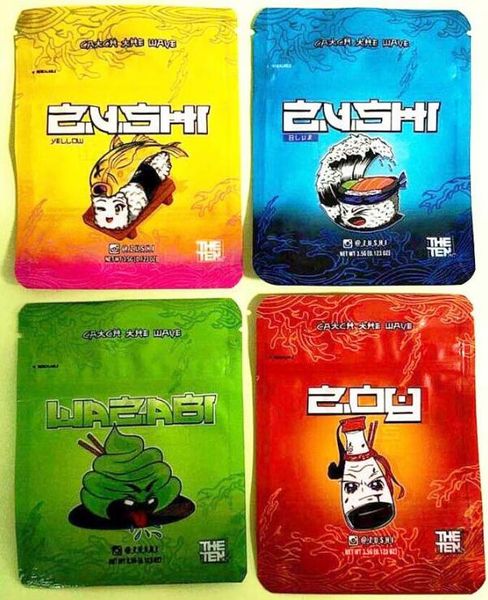 

sf zushi mylar bag herb zoy zipper dry retail bags 3.5g packaging child prooretyf fung edibles packag