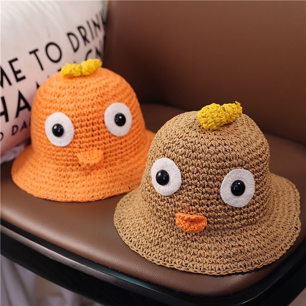 

sun summer straw boy super cute sunscreen fisherman hat baby thin hat, Yellow