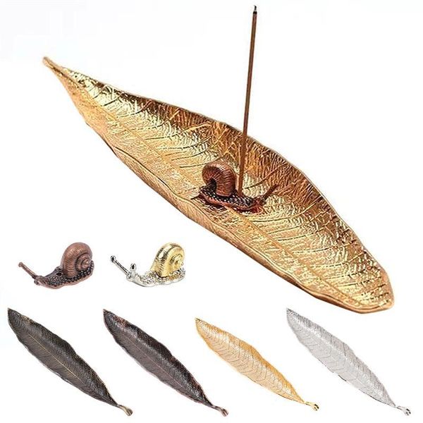 

fragrance lamps aromatic censer ash catcher alloy gold leaf retro imitation bodhi for incense burner with snails decor accessories