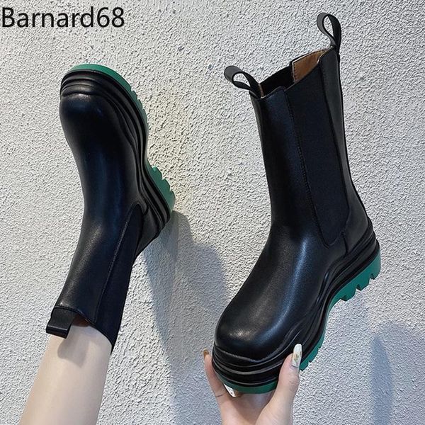 

boots 2021 multicolour thick bottom fashion short female convenient elastic band easy take off ankle waterproof non-slip, Black