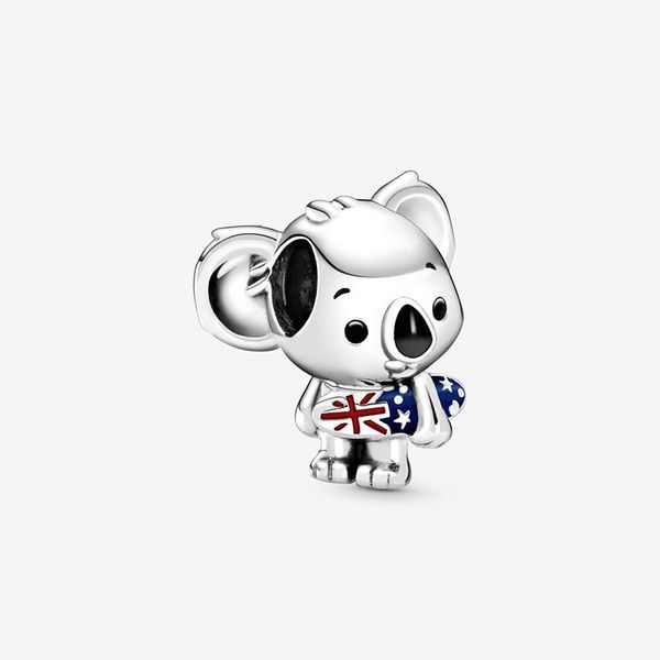 

premium pre-autumn 925 sterling silver surfing koala charm adapting original charms bracelet for women diy jewelry making, Black