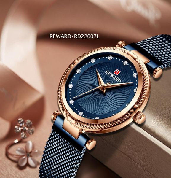 

reward2021 fashion ins style diamond inlaid women's watch steel mesh belt japanese movement waterproof for womenluxury wristwatches, Slivery;brown