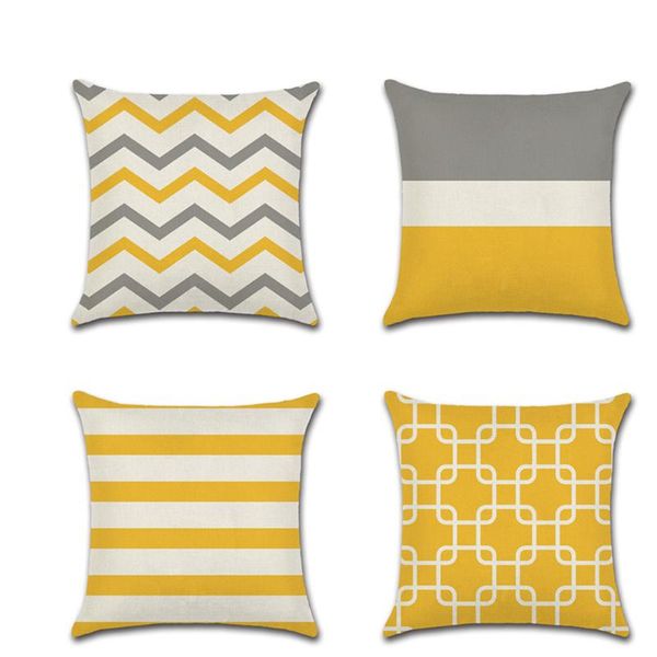 

cushion/decorative pillow geometric linen cover cushion yellow stripe home decor cushions custom covers 45*45cm