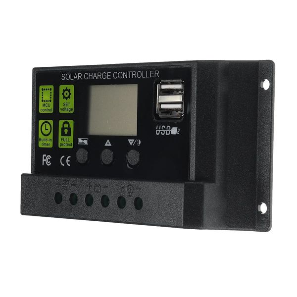 30A 12V / 24V Display LCD PWM Painel Solar Regulador de Carga do Regulador