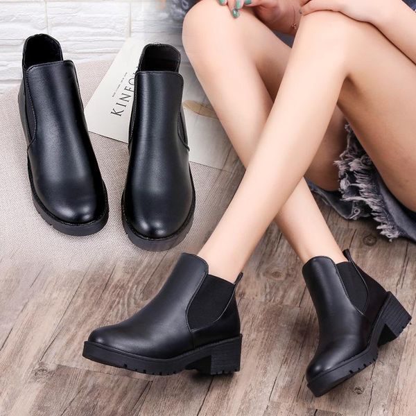 

boots 2021 autumn and winter women's shoes europe the united states british wind thick with fashion, Black