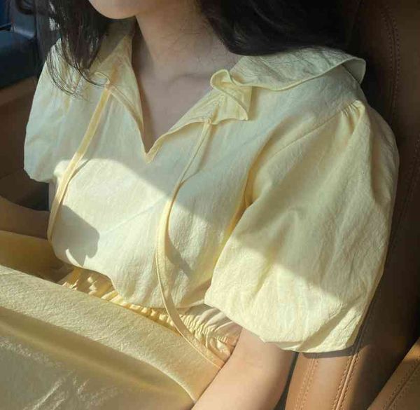 

casual dresses summer girls dress women cotton short sleeve female vintage solid yellow boho robe femme vestido pjil, Black;gray