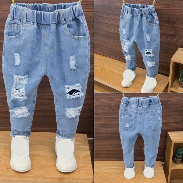 

jeans boys for kids autumn spring trousers clothes children fashion boy pants denim toddlers 90 100 110 120 130 ripped, Blue