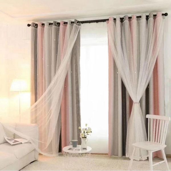 

curtain & drapes hollowed out star shading window blackout purdah living room princess children baby kid's