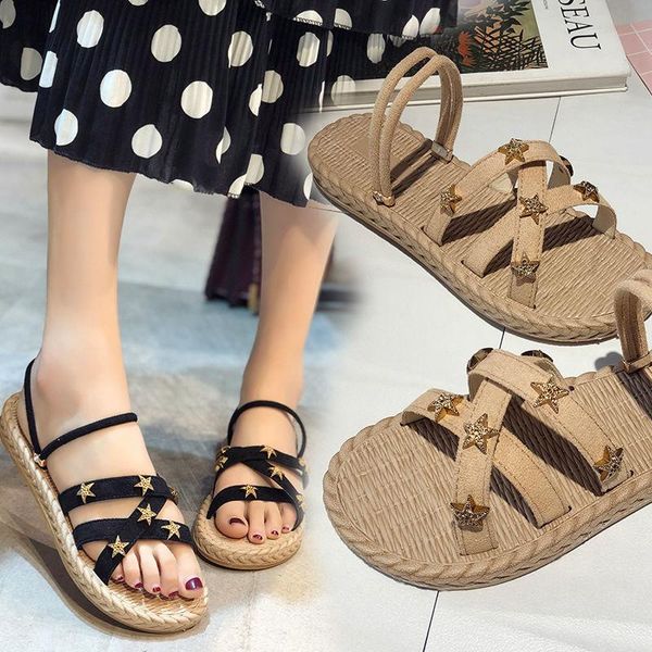 

sandals shoes women slippers women's summer flat sandales femmes sandalias, Black