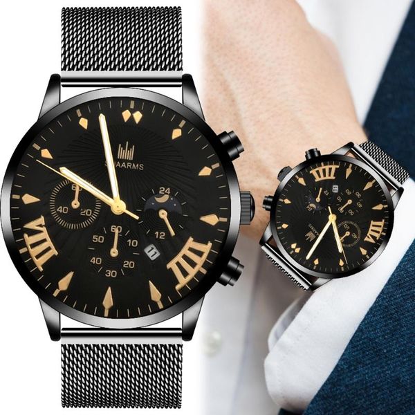 

wristwatches luxury stainless steel band watch women men business watches quartz strap wrist clock complete calendar digtal, Slivery;brown
