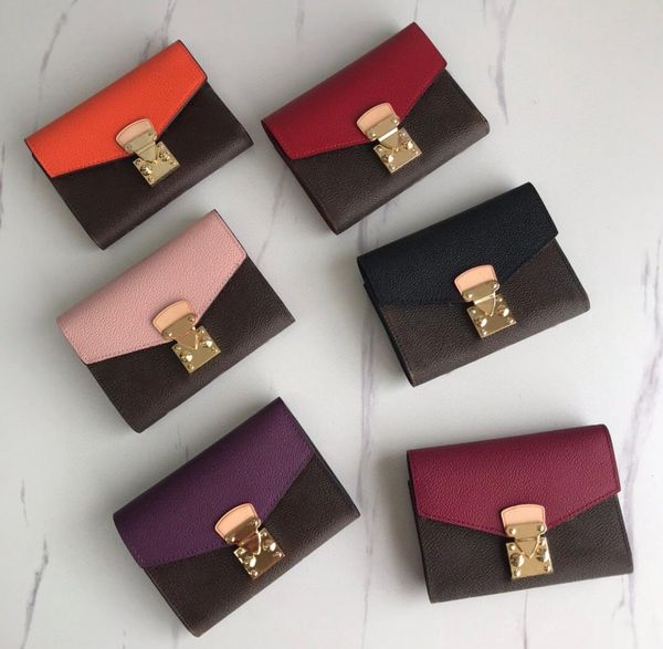 

2021 fashion flowers designer wallets luxurys mens womens leather clutch bags classic letters coin purse with original box checked card hold, Red;black
