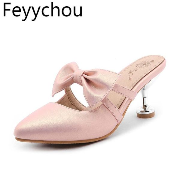 

women pumps mules shoe high heel pointed toe butterfly-knot slip on 2021 summer outside beach slides fashion casual office beige dress shoes, Black