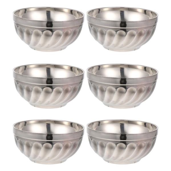 

bowls 6pcs stainless steel double-layer noddles non-slip dessert