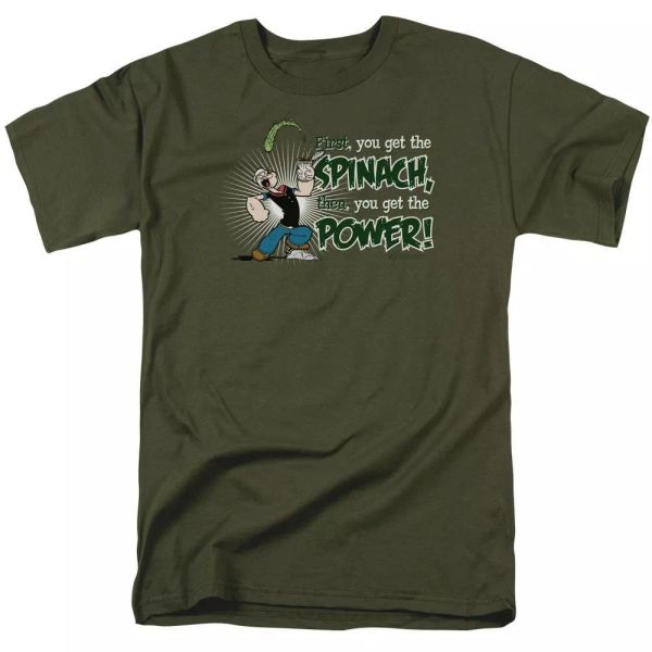 

popeye spinach power t-shirt sizes s-3x new, White;black