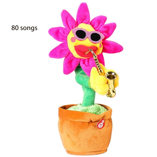 

40JC 33cm/13inch Electric Singing Flower Anti-Anxiety Toy Plush Doll Birthday Gift Interactive Realistic Flower for Kids Baby