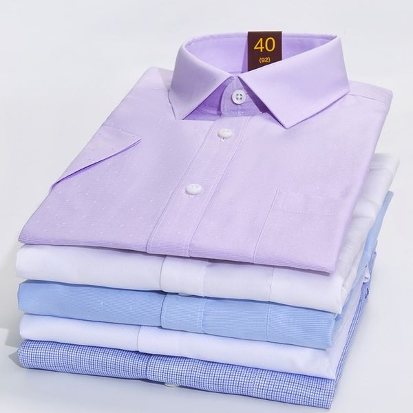 

2021 new cotton men's non ironing short sleeve business solid color loose casual dad's middle-aged and elderly shirt, White;black